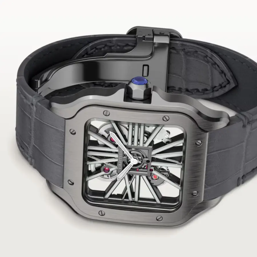 Santos de Cartier Large Skeleton Black ADLC - Image 4