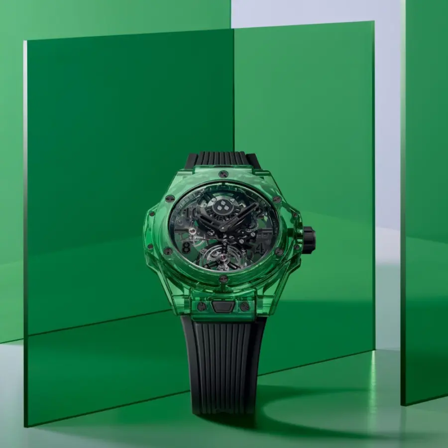 Hublot Big Bang Tourbillon Automatic SAXEM 44mm – Green Case, Skeleton Dial - Image 4
