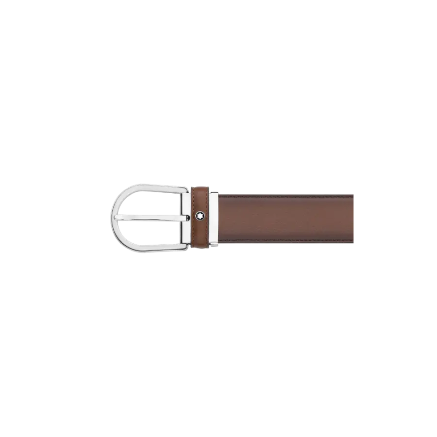 Horseshoe buckle brown 35 mm leather belt - Image 2