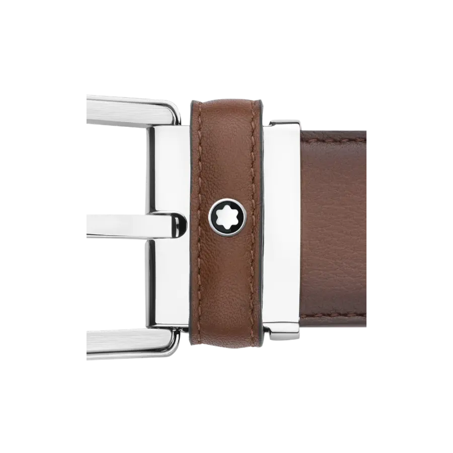 Horseshoe buckle brown 35 mm leather belt - Image 3
