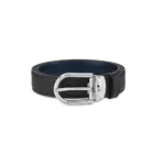 Horseshoe buckle black/blue 30 mm reversible leather belt
