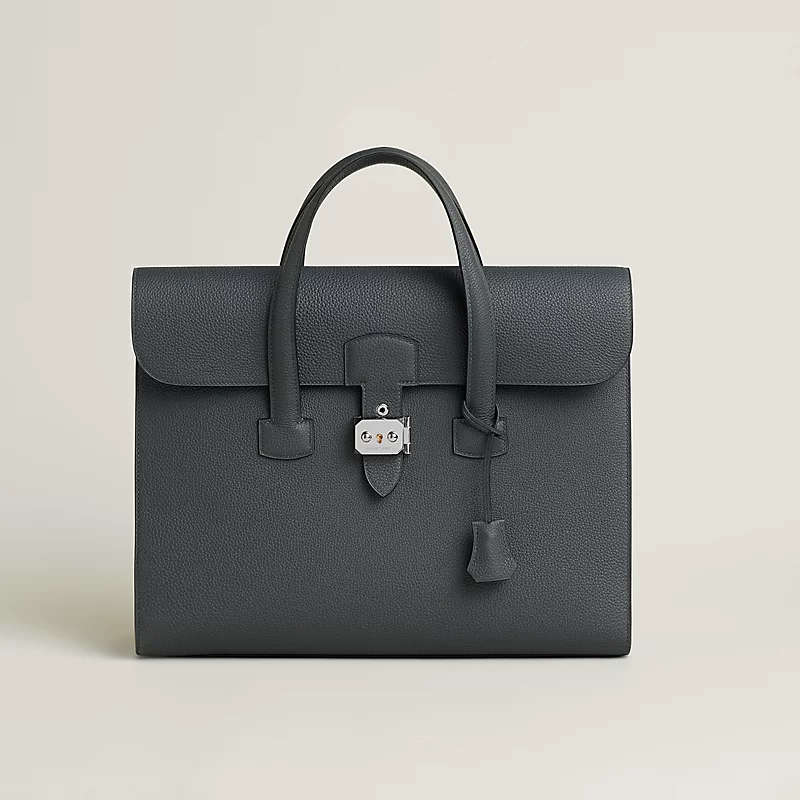 Hermes Sac A Depeches Light 1-36 Briefcase - Grey